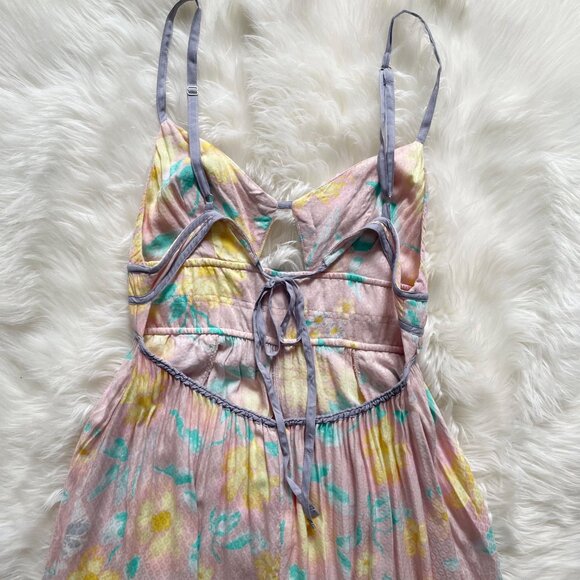 NEW Free People Light Combo Wisteria Floral Open Back Sleeveless Maxi Dress - Picture 4 of 9